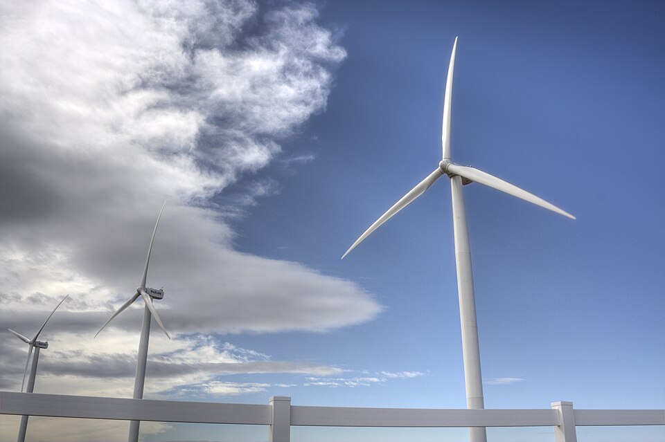 Wind Turbines with a blue sky in the background